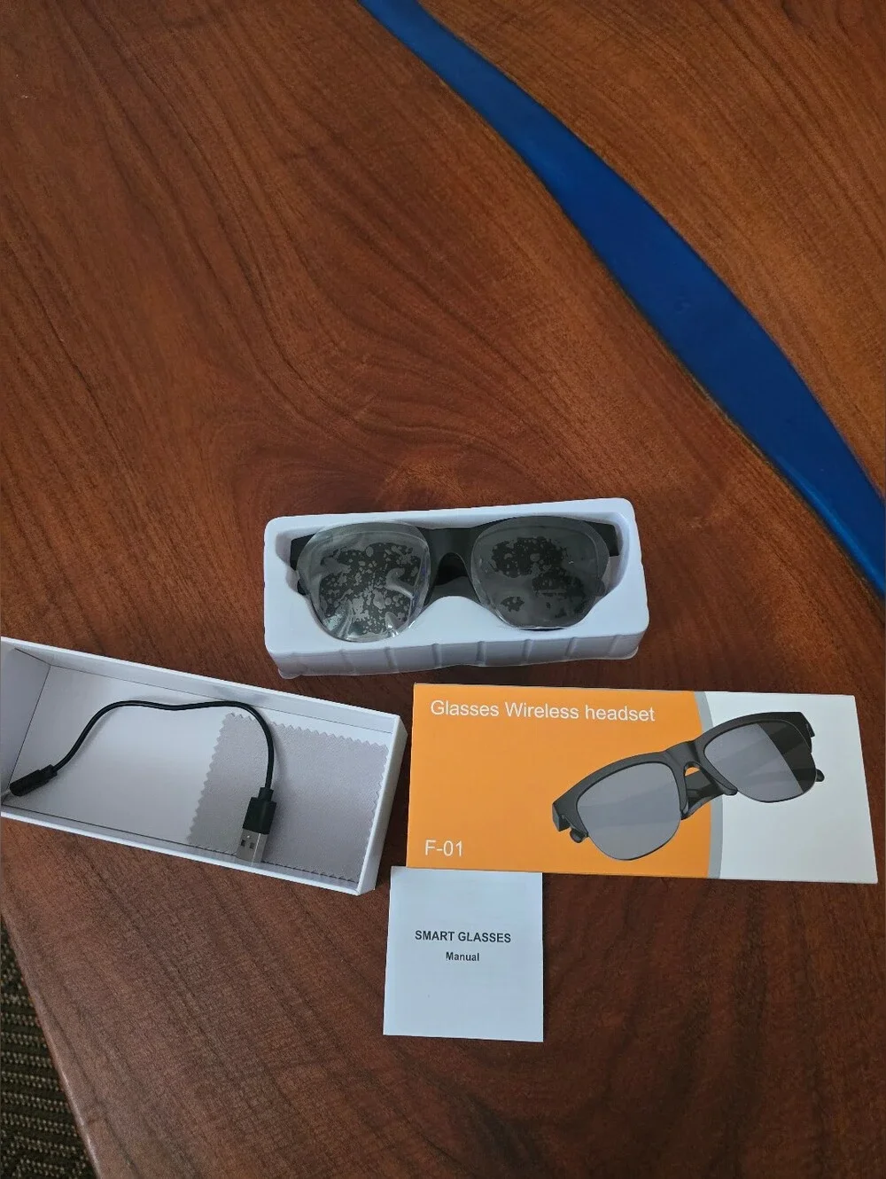 F-01 Smart Glasses Wireless Headset in Black and Gray